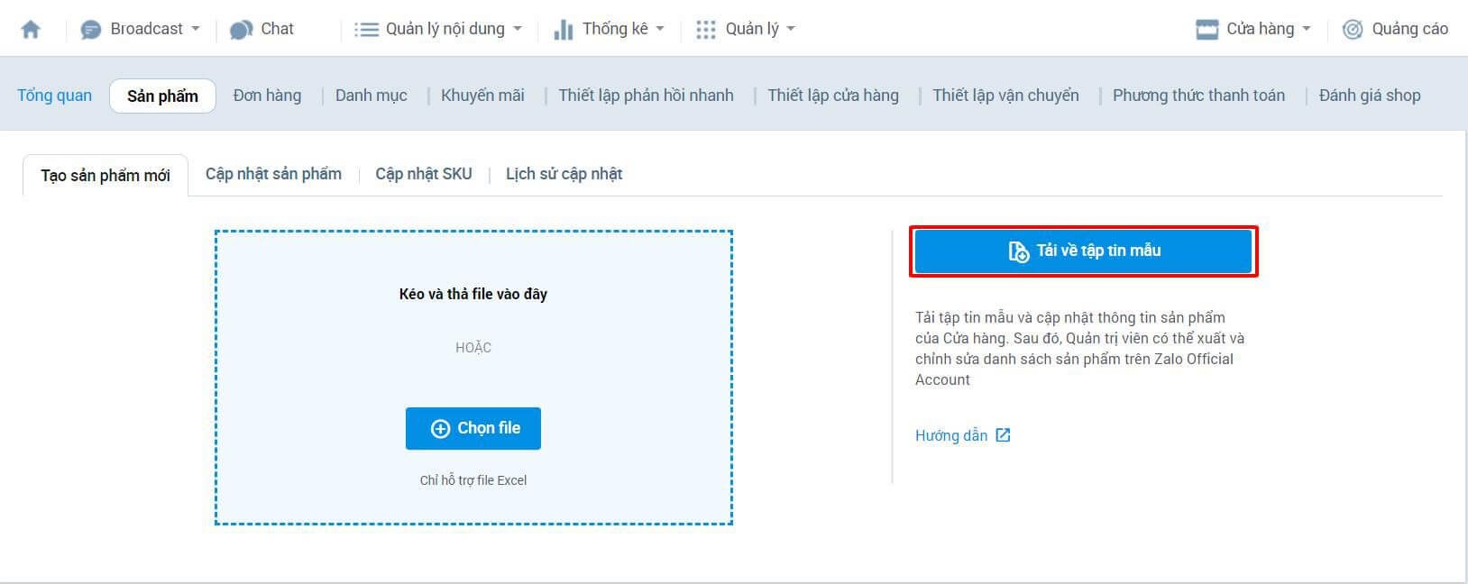 Tải Hàng Loạt Sản Phẩm Lên Zalo Shop